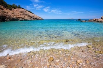 Ibiza Cala Moli beach with clear water in Balearic Islands San Jose