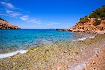 Ibiza Cala Moli beach with clear water in Balearic Islands San Jose