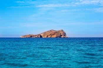 Ibiza Esparto Island view from sea in Balearic Islands of spain