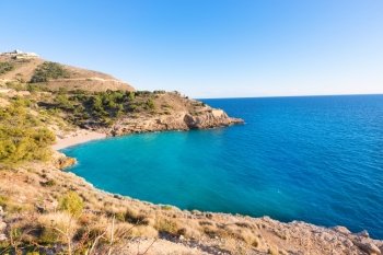 Benidorm Alicante cala Ti Ximo beach in Blue Mediterranean Spain