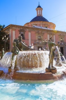 Valencia Neptuno fountain in Plaza de la virgen square of Spain