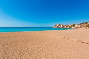 Bolnuevo beach in Mazarron Murcia at Mediterranean spain sea