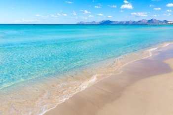 Mallorca Can Picafort beach in alcudia bay at Majorca Balearic islands of Spain