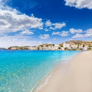 Mallorca Cala Santa Ponsa Ponca beach in Calvia Majorca Balearic islands of Spain