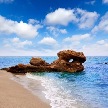 Almeria Mojacar beach in Mediterranean sea of Spain
