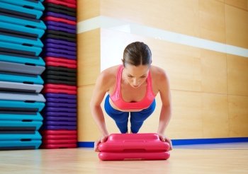 Push up push-ups woman exercise workout at gym indoor