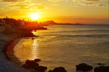 Denia sunset las Rotas in Mediterranean Spain of Alicante