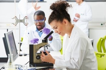Technicians Carrying Out Research In Laboratory