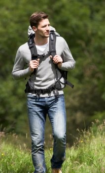 Man Hiking In Countryside