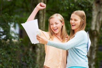 Two Teenage Girls Celebrating Successful Exam Results