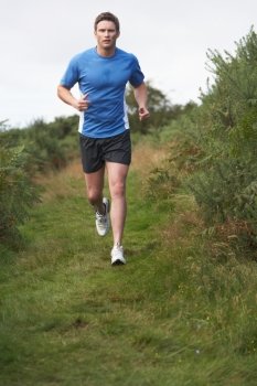 Man On Run In Countryside