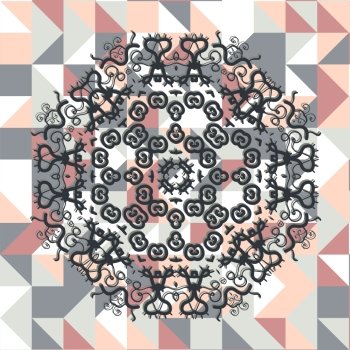 Mandala over square triangles background