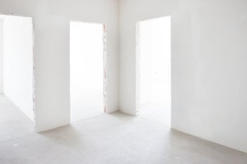 White room with entrance. Empty interior space