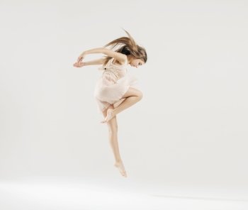 Art dance performed by the young ballet dancer