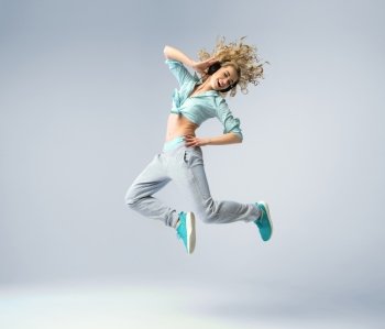 Fine shot of the jumping woman