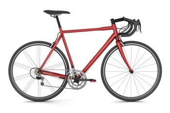 red sport bicycle isolated on white background