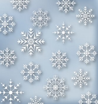 Illustration Christmas blue wallpaper with set snowflakes - vector