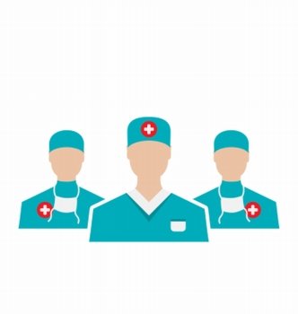 Illustration icons set of medical employees in modern flat design style, isolated on white background - vector