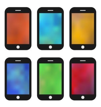 Illustrations set of colorful wallpaper for mobile phones. Blurred Backgrounds - vector