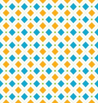 Illustration Seamless Geometric Texture with Rhombus and Dots, Funky Contrast Background - Vector