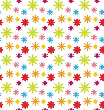Illustration Seamless Floral Kid Texture with Colorful Flowers, Beautiful Pattern for Textile - Vector