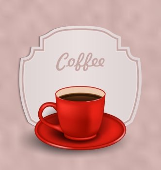 Illustration Vintage Background with Cup of Coffee and Label Menu - Vector