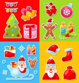 Illustration Christmas and Winter Celebration Traditional Elements and Objects - Vector