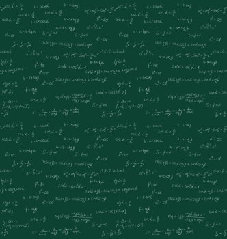 Seamless mathematics handwriting. Seamless mathematics pattern handwriting on green school board - vector