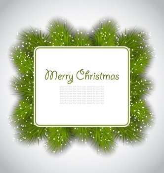    . Illustration Merry Christmas elegant card with fir branches - vector