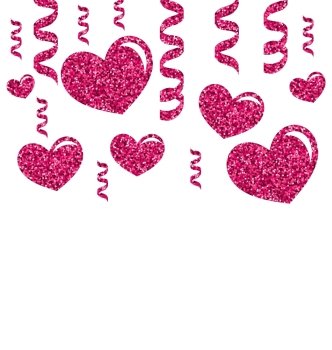 Illustration Greeting Card with Bright Hearts for Valentines Day, Copy Space for Your Text - Vector