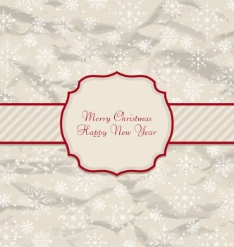 Illustration Old Invitation with Snowflakes Texture for Winter Holidays - Vector. Old Invitation with Snowflakes Texture for Winter Holidays