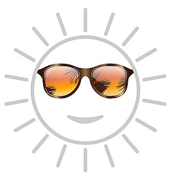 Concept of Smile Sun with Sunglasses. Illustration Concept of Smile Sun with Sunglasses - Vector