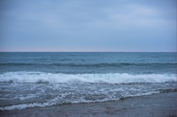 sea and sky. Blue sea with waves and sky