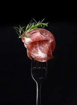 Italian Coppa And Rosemary On A Fork