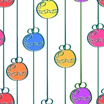 Bright seamless pattern with a garland in a simple style. Christmas. Vector illustration. 