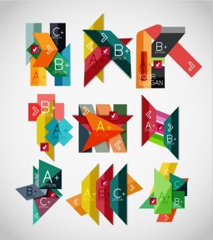 Geometrical shaped infographic concept set. Can be used as infographic template, business card design, abstract geometric symbols, multipurpose web elements, mobile app templates