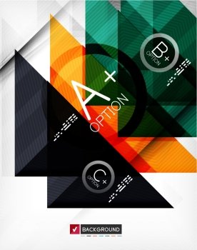 Business geometric infographic poster. Paper geometric shapes with options and space for text. Can be used for web banners, printed materials, business presentations