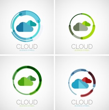 Cloud storage, flat design company logo, business symbol concept, minimal line style