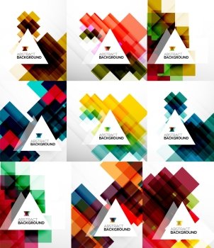 Set of square abstract backgrounds. Colorful modern layouts