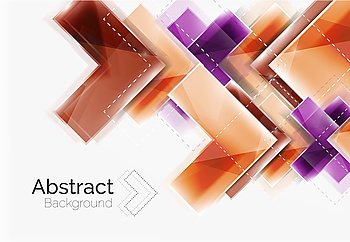 Arrow background. Vector web brochure, internet flyer, wallpaper or cover poster design. Geometric style, colorful realistic glossy arrow shapes with copyspace. Directional idea banner