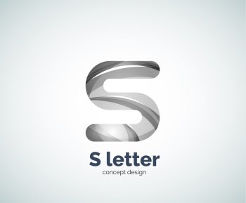 Vector S letter business logo, modern abstract geometric elegant design. Created with waves