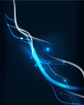 Blue wave in dark space. Blue dynamic waves in dark space. Vector illustration. Abstract background