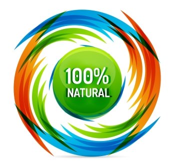 Green eco concept - natural. Green eco concept - 100 percents natural. Vector icon