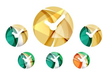 Set of abstract watch icon, business logotype concepts, clean modern geometric design. Created with transparent abstract wave lines