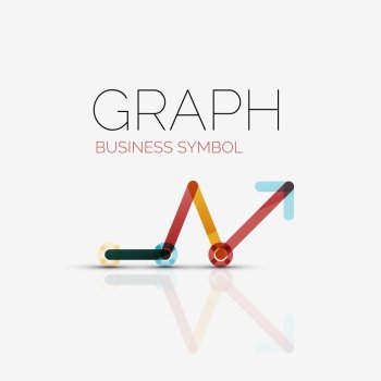 Vector abstract logo idea, linear chart or graph  business icon. Creative logotype design template made of overlapping multicolored line segments