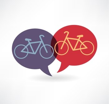 two flat speech bubble icon with bicycles