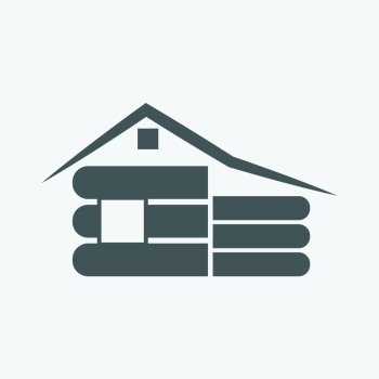 Wooden house icon on white background - Vector illustration