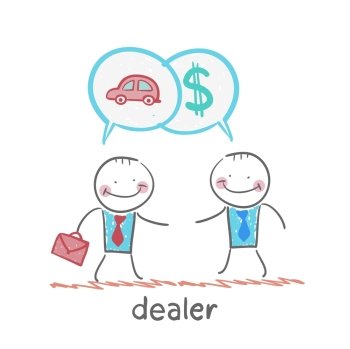 dealer thinks about currencies, house, car, money