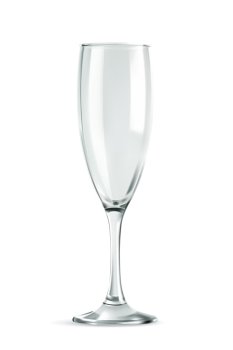 Champagne glass, empty, classic form, vector illustration isolated on a white background