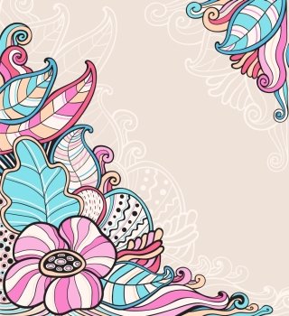 Decorative abstract vector hand drawn floral  background